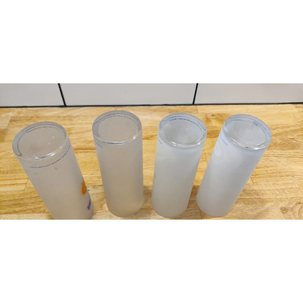 4 Seagram's Gin Glasses Collins 6.75” Tall Frosted Orange Lemon Highball